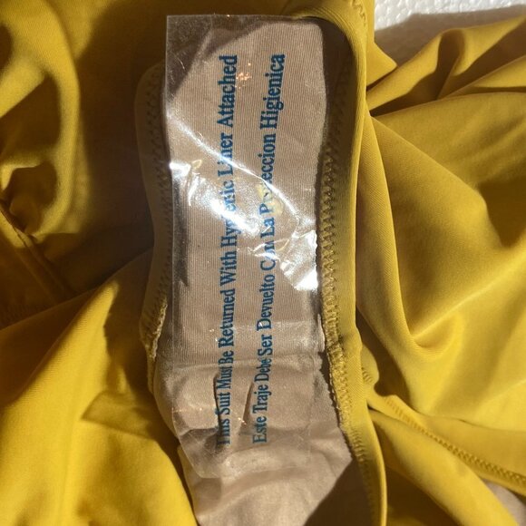 Shade & Shore NWT SZM Golden Yellow One Strap 1 Piece Figure Flattering Swimsuit - Picture 9 of 9